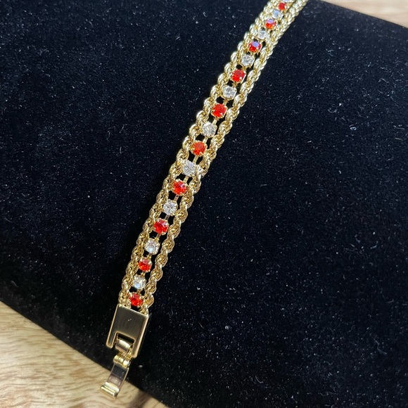 Vintage Deadstock 10KT Gold Filled Bracelet with Prong Set Quartz Crystals - Picture 1 of 7